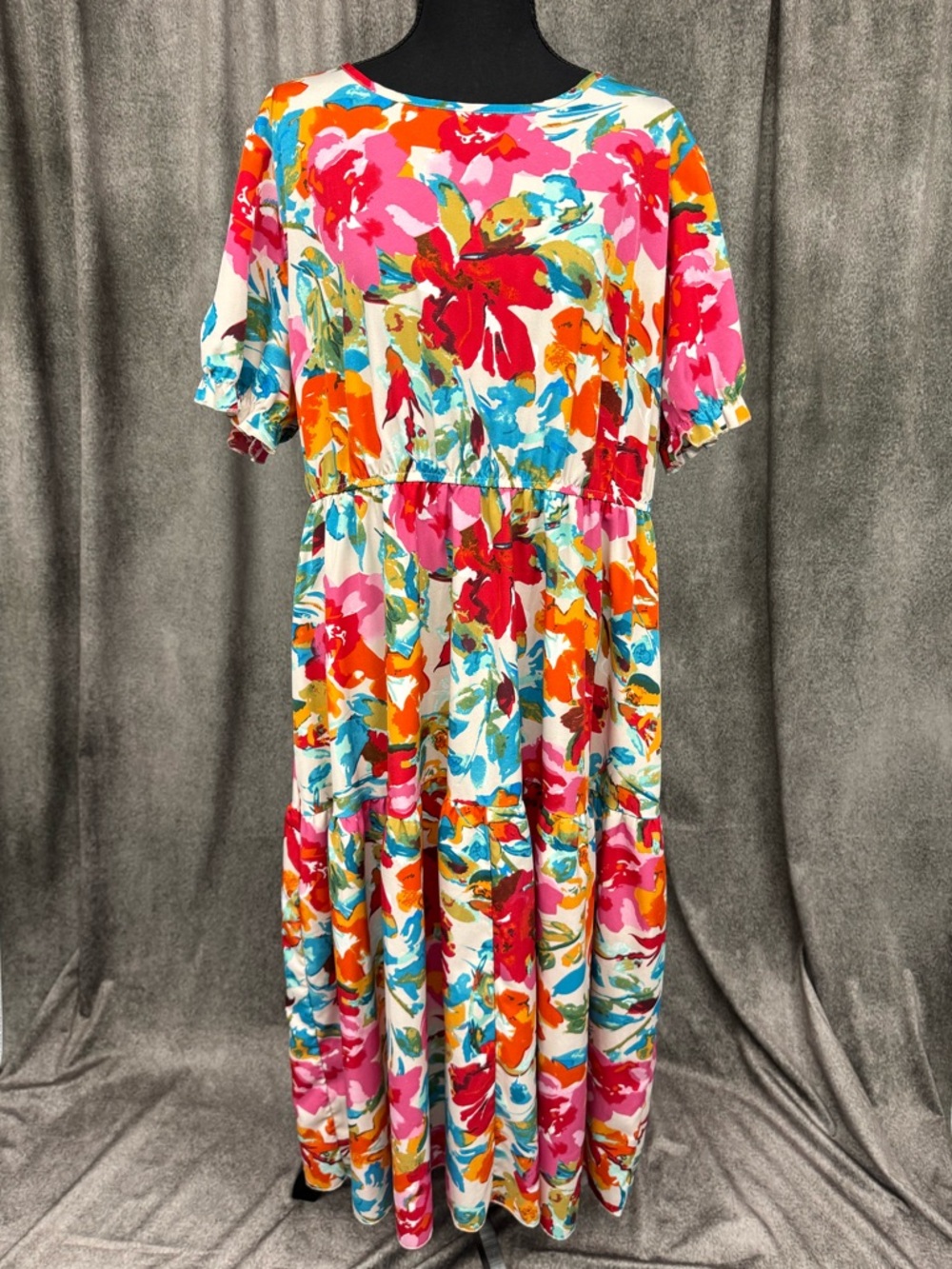 SHEIN Multicolor Floral Maxi Dress - Pink, Red, Orange, Blue